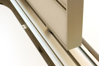 Screen mounted on system track