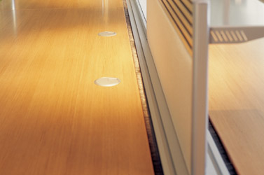 Upholstered screen on system track