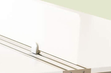 Acrylic visor screen mounted on system track