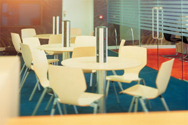 Technology tower in breakout area
